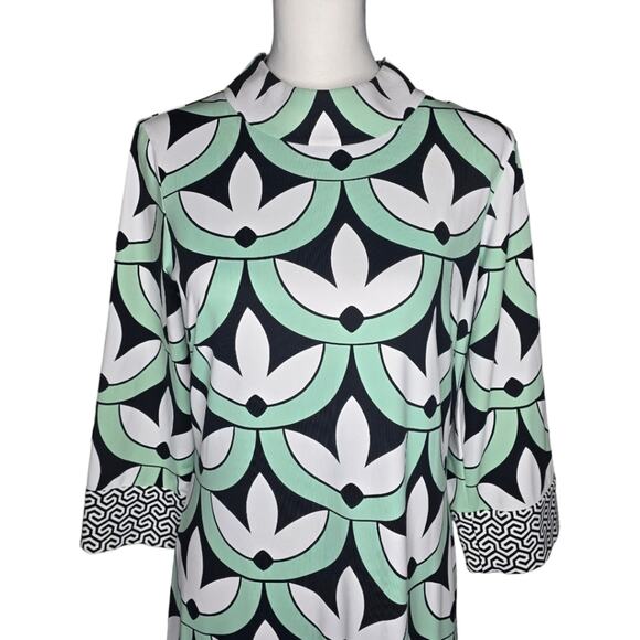 J. McLaughlin Catalina Sheath Midi Dress Geometric Floral Print Size M - Picture 5 of 10